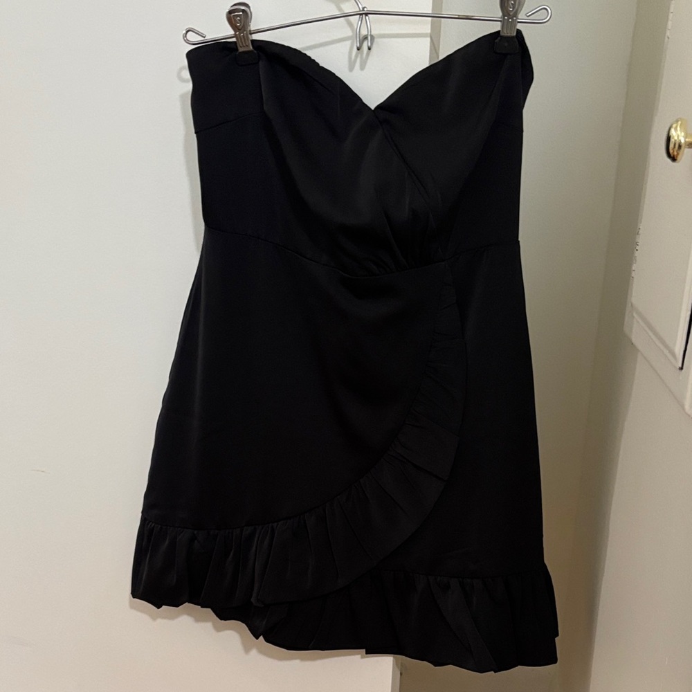 Lulu's Black Strapless Dress with Ruffle Detail